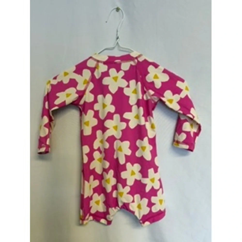 Hanna Anderson Pink Floral Long Sleeve Sun Suit Swimsuit Rashguard 18-24 Months